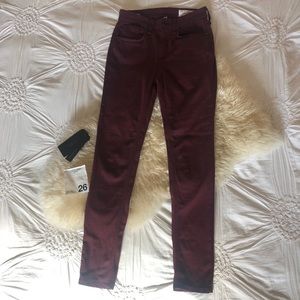 NWOT RAG & BONE MAROON HIGH WAIST SKINNY JEANS